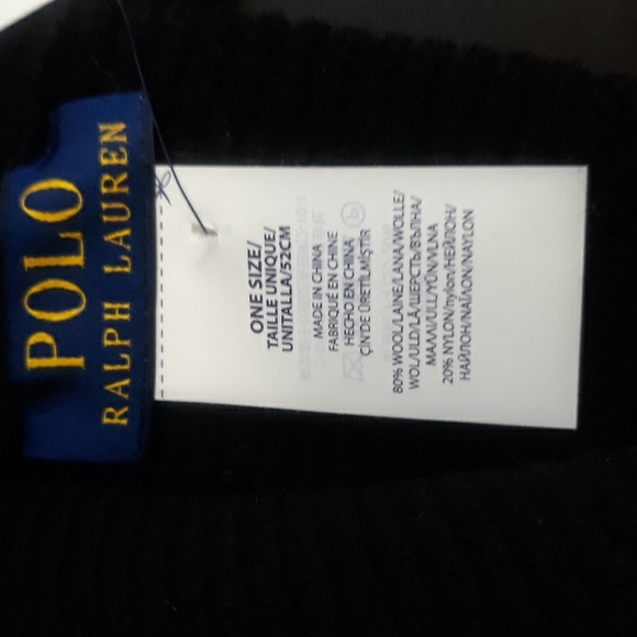 NWT Polo Ralph Lauren Signature Cuff Wool Blend Beanie - Black - Picture 5 of 7